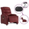 vidaXL Sillón masaje reclinable eléctrico cuero sintético rojo tinto