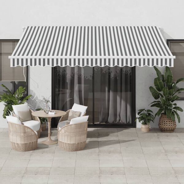 vidaXL Toldo retráctil manual con luz LED antracita y blanco 400x350cm