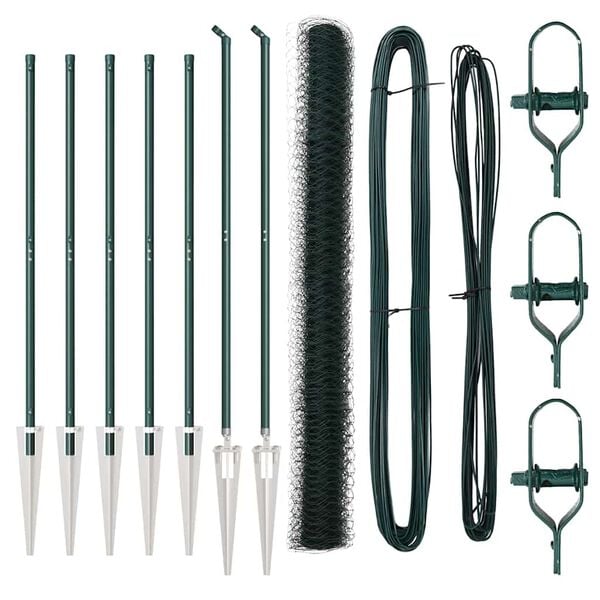 vidaXL Poste de Valla Verde 10 x 1,5 m (malla de 50 mm) Acero y PVC