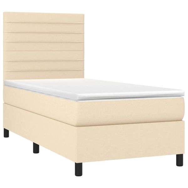 vidaXL Cama box spring con colch&oacute;n tela color crema 90x200 cm