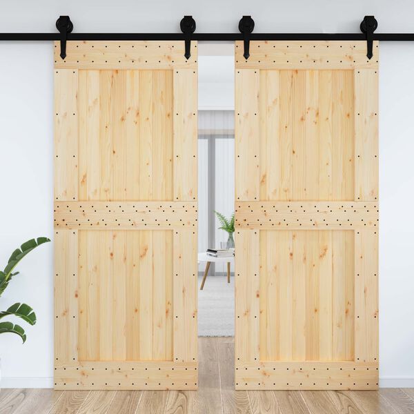 vidaXL Puerta NARVIK Natural 95 x 210 cm Madera de Pino S&oacute;lido