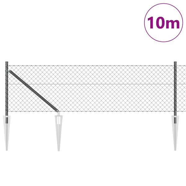 vidaXL Poste de Valla Gris 10 x 0,8 m (malla de 40 x 40 mm)