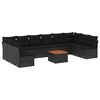 vidaXL Set de sof&aacute;s de jard&iacute;n 11 pzas y cojines rat&aacute;n sint&eacute;tico negro