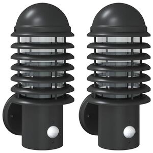 vidaXL Apliques de exterior con sensor 2 uds acero inoxidable negro