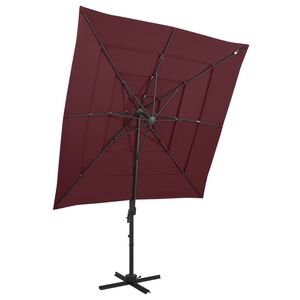 vidaXL Sombrilla jard&iacute;n 4 niveles palo de aluminio burdeos 250x250 cm