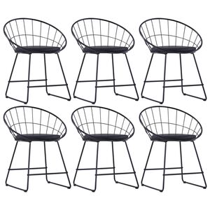 vidaXL Sillas de comedor asientos de cuero sint&eacute;tico 6 uds acero negro