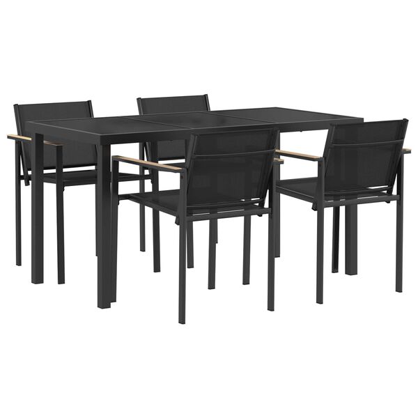 vidaXL Juego de muebles de exterior 5 pcs Negro y Antracita Acero