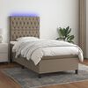 vidaXL Cama box spring colch&oacute;n y luces LED tela gris taupe 90x190 cm
