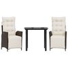 vidaXL Set comedor de jard&iacute;n 3 piezas y cojines rat&aacute;n sint&eacute;tico marr&oacute;n