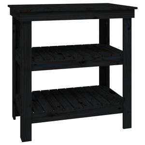 vidaXL Banco de trabajo de madera maciza de pino negro 78,5x50x80 cm