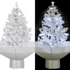 vidaXL &Aacute;rbol de Navidad con nieve con base en paraguas blanco 75 cm
