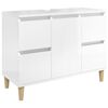vidaXL Juego muebles de ba&ntilde;o 4 pzas madera contrachapada blanco brillo