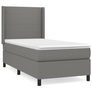 vidaXL Cama box spring con colch&oacute;n tela gris oscuro 80x200 cm