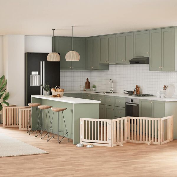 vidaXL Puerta para perros plegable 12 paneles madera de &aacute;lamo 960 cm