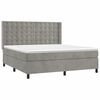 vidaXL Cama box spring colch&oacute;n y LED terciopelo gris claro 180x200 cm