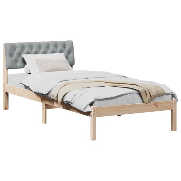 vidaXL Estructura de cama con cabecera Marrón y gris claro 90 x 200 cm