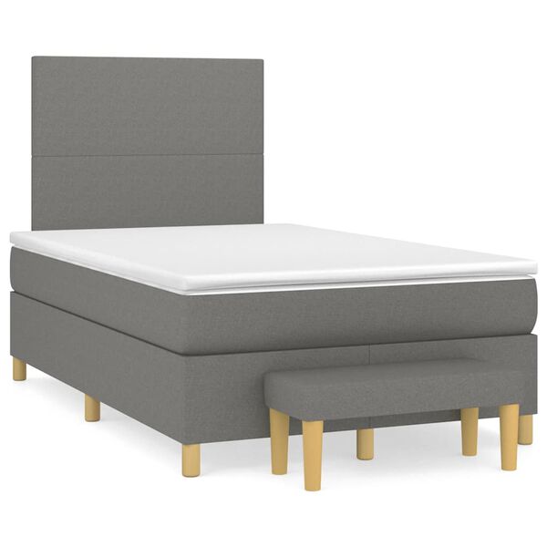 vidaXL Cama box spring con colch&oacute;n tela gris oscuro 120x190 cm