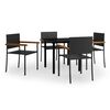 vidaXL Juego de comedor para jard&iacute;n 5 piezas negro