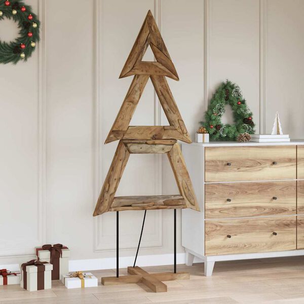 vidaXL Árbol de Navidad Marrón 180 cm Madera de teca maciza