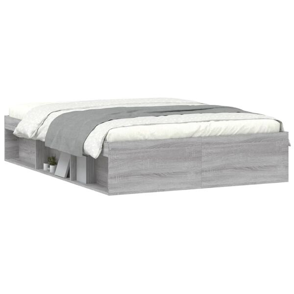 vidaXL Estructura de cama de matrimonio Sonoma gris 135x190 cm