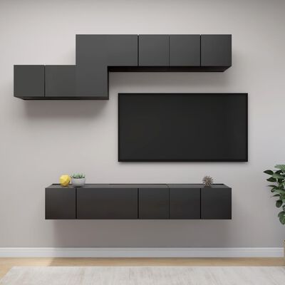 vidaXL Set de muebles de salón 7 piezas madera ingeniería gris