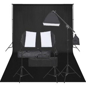 vidaXL Kit de estudio fotogr&aacute;fico con set de luces y fondo