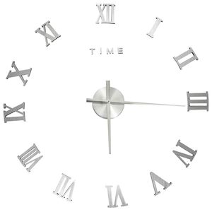 vidaXL Reloj 3D de pared con dise&ntilde;o moderno plateado 100 cm XXL