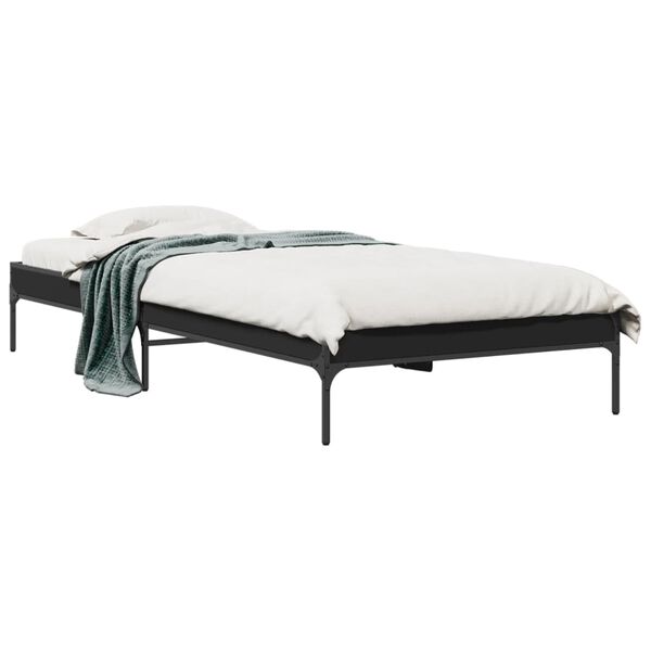 vidaXL Estructura de cama madera de ingeniería y metal negra 75x190 cm