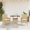vidaXL Set comedor jard&iacute;n 3 pzas cojines rat&aacute;n sint&eacute;tico vidrio beige