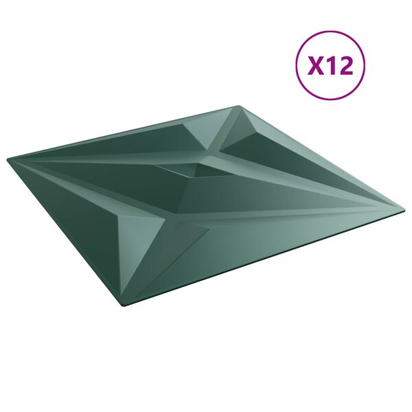 vidaXL Paneles de pared 12 pcs Verde Estrella 50 x 50 cm Espuma XPS