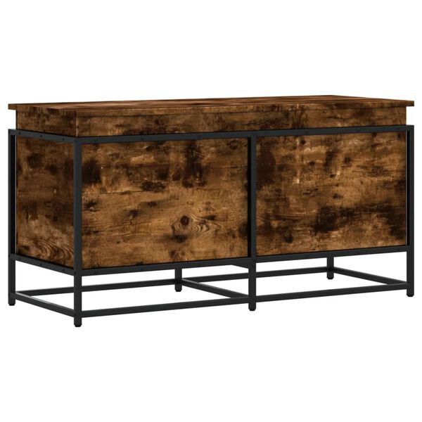 vidaXL Caja de almacenaje con tapa madera roble ahumado 100x40x51,5 cm