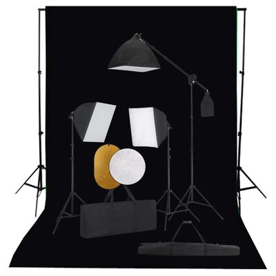 vidaXL Kit de estudio fotográfico con luces softbox fondo y reflector