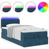 vidaXL Cama otomana con colch&oacute;n y LED terciopelo azul oscuro 80x200 cm