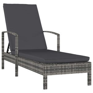 vidaXL Tumbona con reposabrazos rat&aacute;n sint&eacute;tico gris