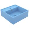 vidaXL Lavabo cuadrado rebosadero cer&aacute;mica azul claro mate 41x41 cm