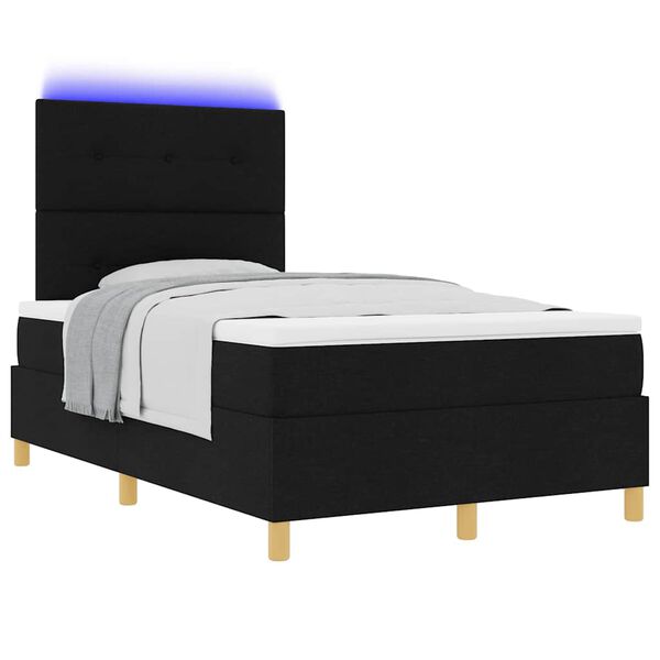 vidaXL Cama Box Spring LED con colch&oacute;n Negro 120 x 190 cm tela