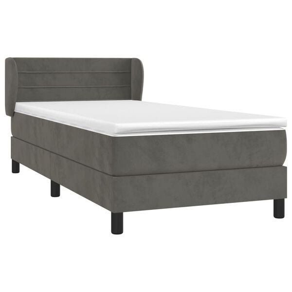 vidaXL Cama box spring con colch&oacute;n terciopelo gris oscuro 100x200 cm
