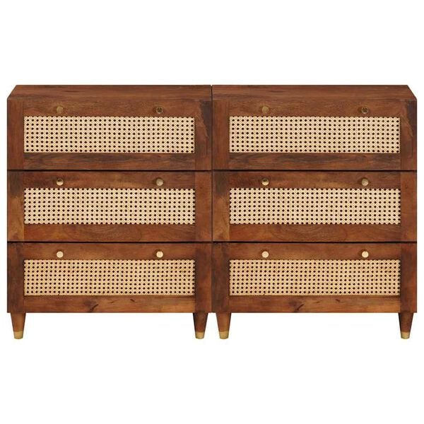 vidaXL Juego de Sideboard 2 pcs Marrón 60 x 33.5 x 75 cm