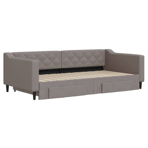 vidaXL Sof&aacute; cama nido con cajones tela gris taupe 100x200 cm