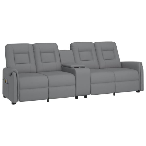 vidaXL Sillón de masaje reclinable 4 plazas con portavasos gris