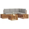 vidaXL Conjunto de sof&aacute;s de exterior 5 Pieza Gris Natural y Claro