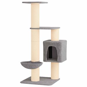vidaXL &Aacute;rbol para gatos con postes de sisal Gris Claro 137 cm