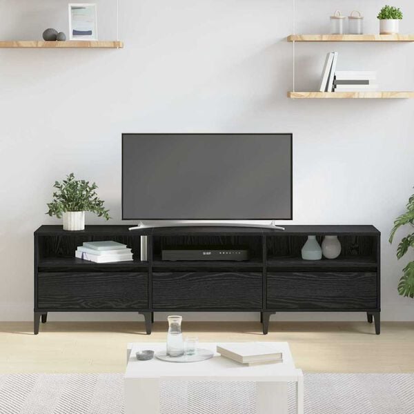 vidaXL Gabinete de TV con caj&oacute;n Roble Negro 150 x 30 x 45 cm