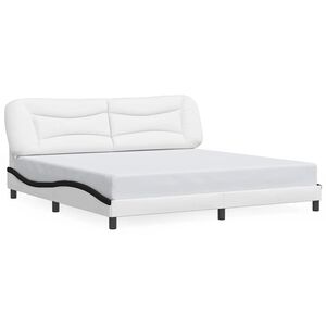 vidaXL Estructura de cama sin colch&oacute;n Hvar cuero sint&eacute;tico blanco negro 200x200 cm