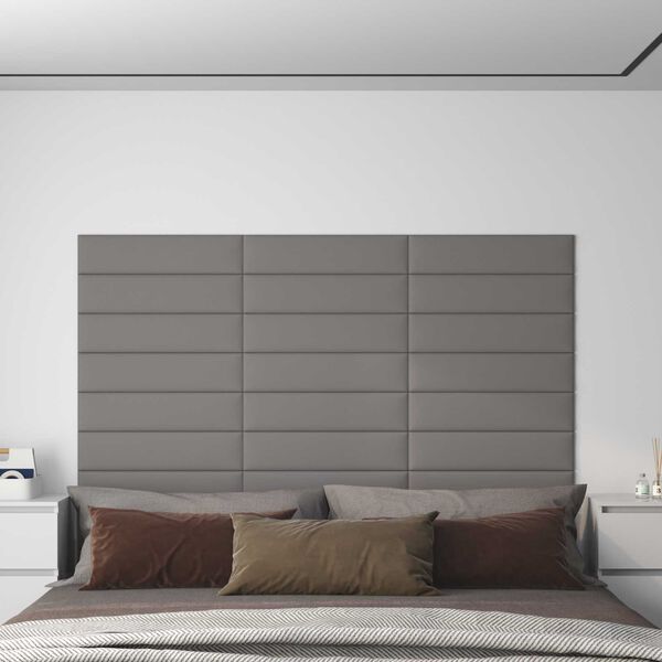 vidaXL Cabecero de Pared 12 pcs Gris Claro 60 x 15 cm tela