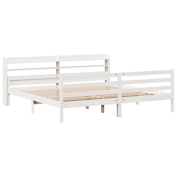 vidaXL Estructura de cama con cabecero sin colch&oacute;n blanco 180x200 cm