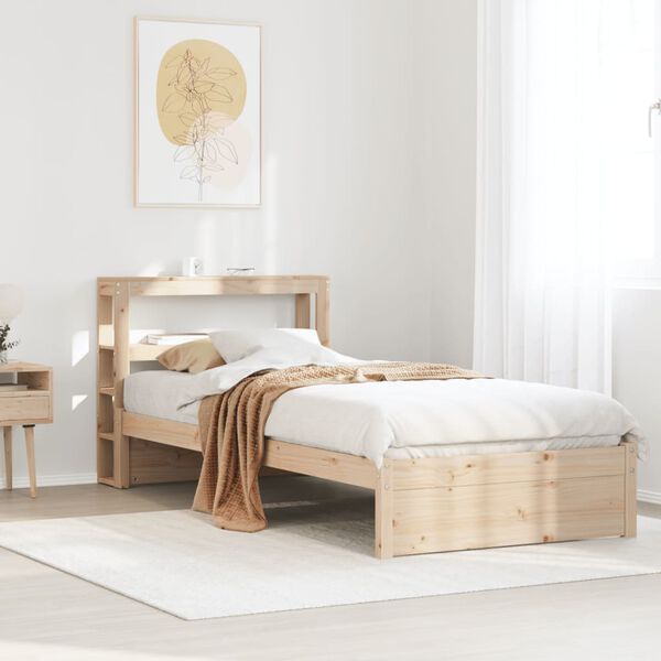 vidaXL Estructura de cama con cabecero madera maciza pino 75x190 cm