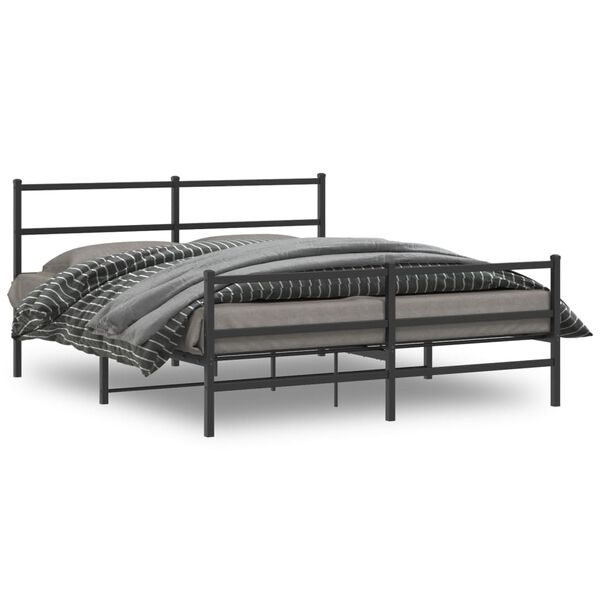 vidaXL Estructura cama sin colch&oacute;n con estribo metal negro 160x200 cm