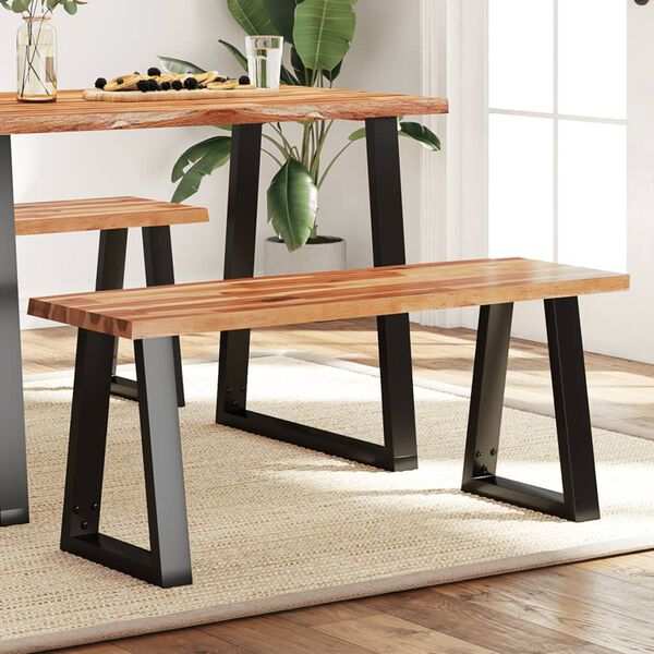 vidaXL Banco con borde vivo madera maciza de acacia 110 cm