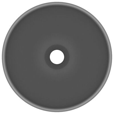 vidaXL Lavabo de lujo redondo cerámica gris oscuro mate 32,5x14 cm
